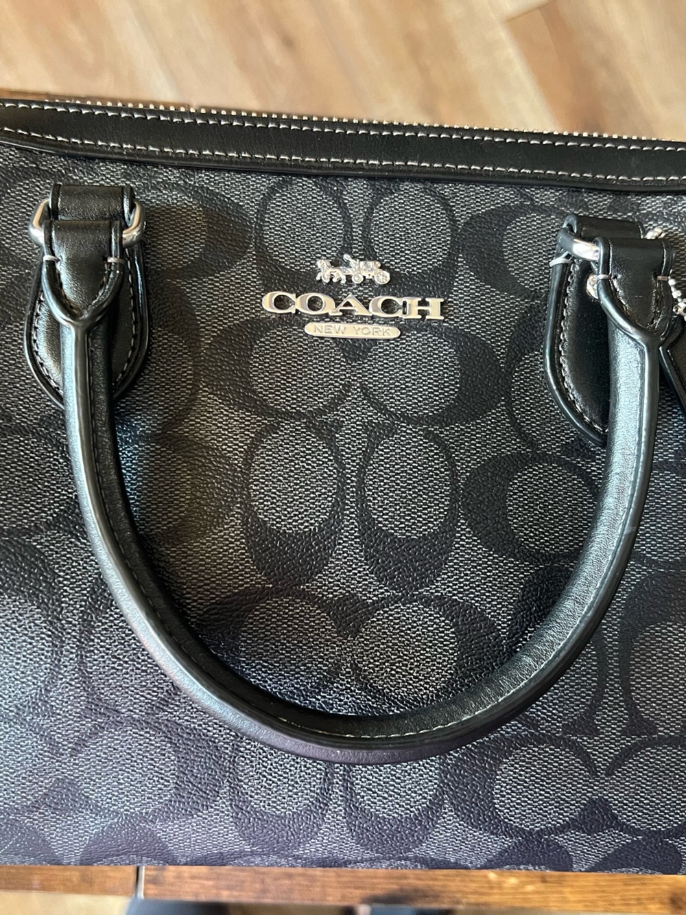 Mini Coach Black/Grey Rowan CH280 Crossbody Bag Purse Leather